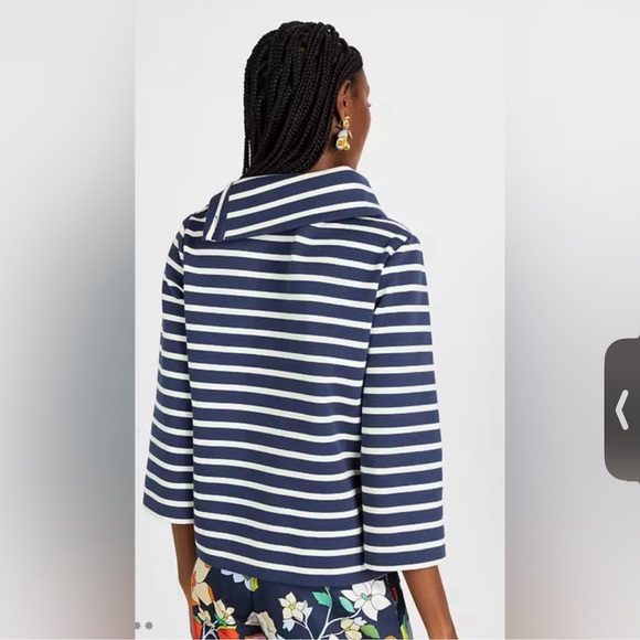 NWT Kate Spade Mainline Navy Blue and White‎ Striped Top Size Medium - Picture 3 of 12